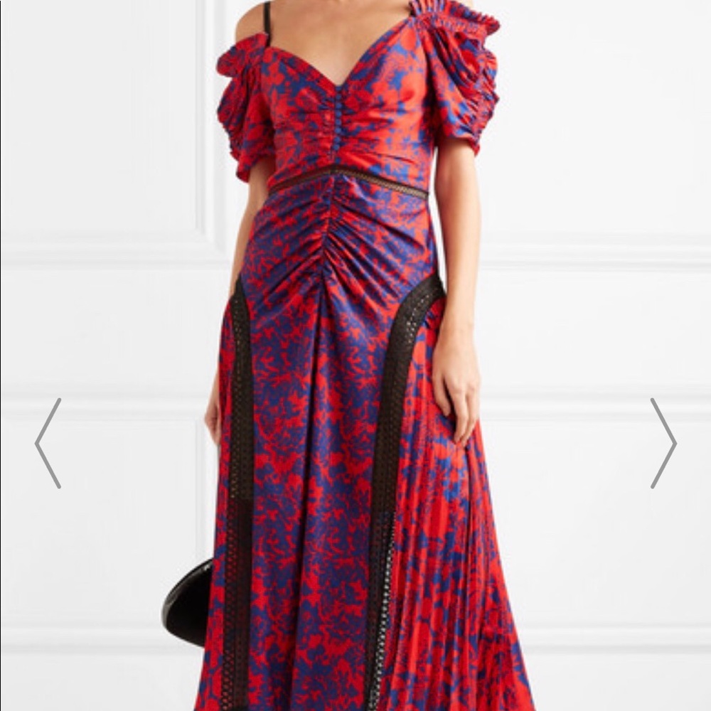 Self Portrait Cold Shoulder Satin Dress